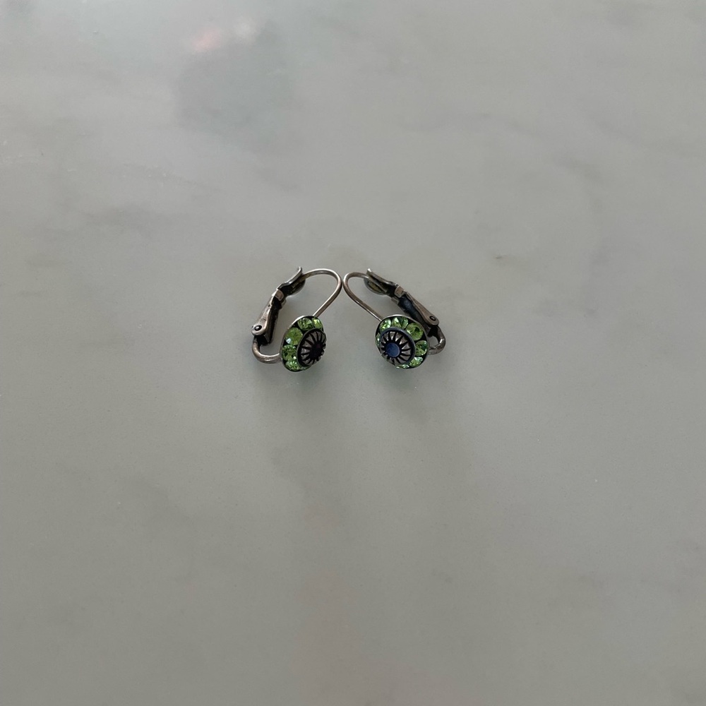 Green Crystal Floral Drop Earrings - Womens Jewelry